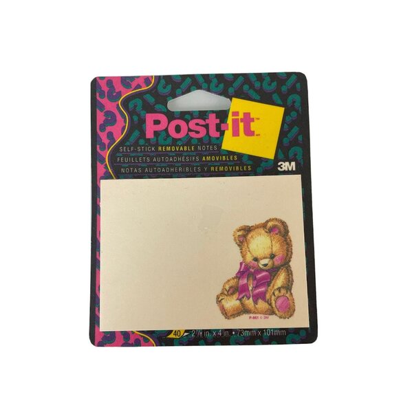 Vintage 3M Post Its 1993 Teddy Bear Design, New, Sealed, Made in USA, Office - Picture 2 of 8